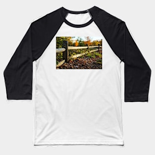 Rustic Wooden Fence in Autumn Baseball T-Shirt
